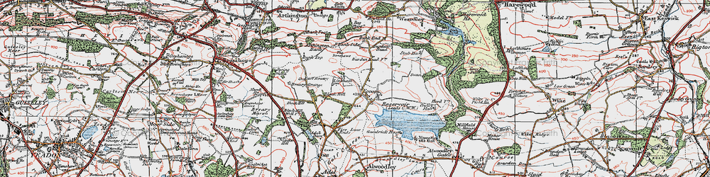 Old map of Eccup in 1925