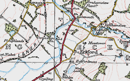 Old map of Eckford in 1926