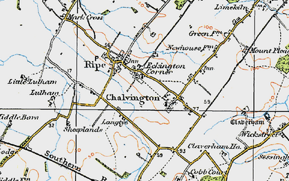 Old map of Eckington Corner in 1920