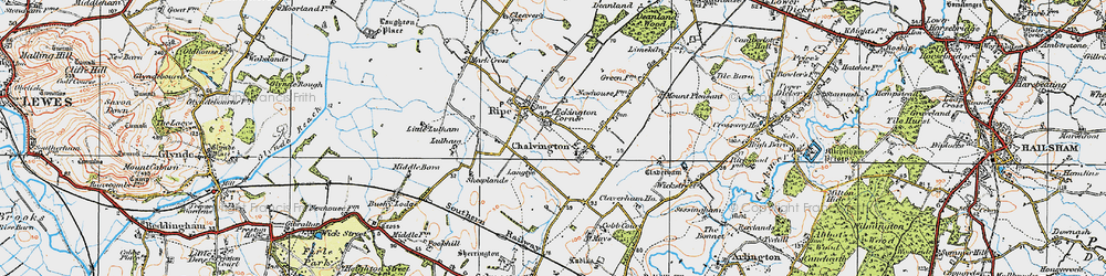 Old map of Eckington Corner in 1920