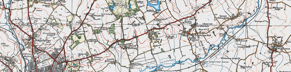 Old map of Ecton in 1919