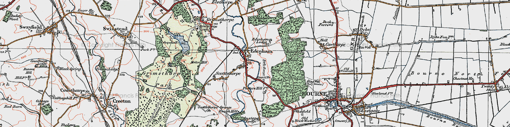 Old map of Edenham in 1922
