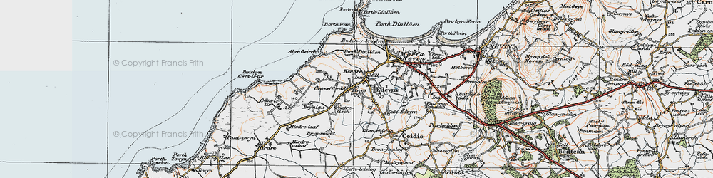 Old map of Edern in 1922