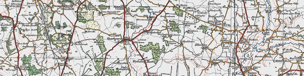 Old map of Brooms Coppice in 1921