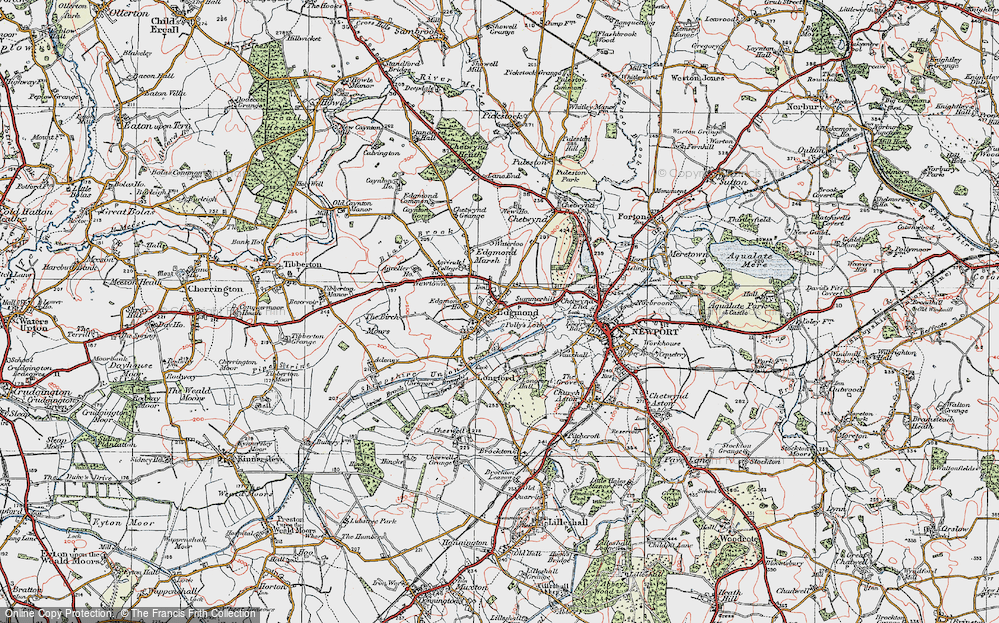 Old Map of Edgmond, 1921 in 1921