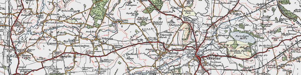 Old map of Edgmond Marsh in 1921