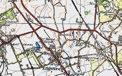 Old map of Edgware in 1920
