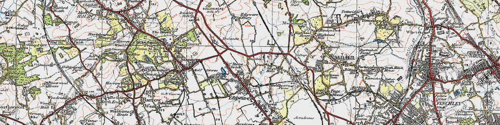 Old map of Edgware in 1920