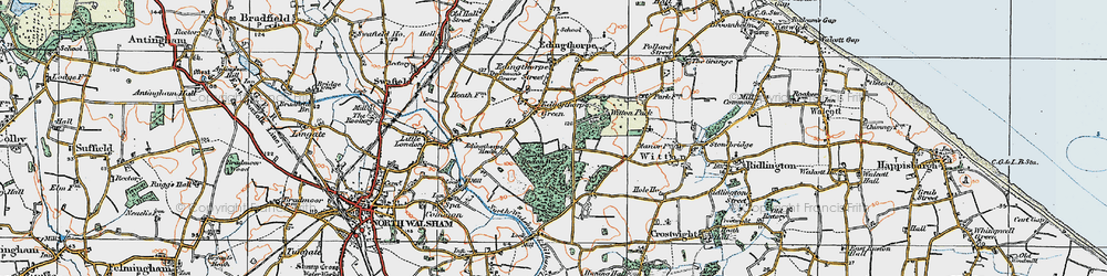 Old map of Bacton Wood in 1922