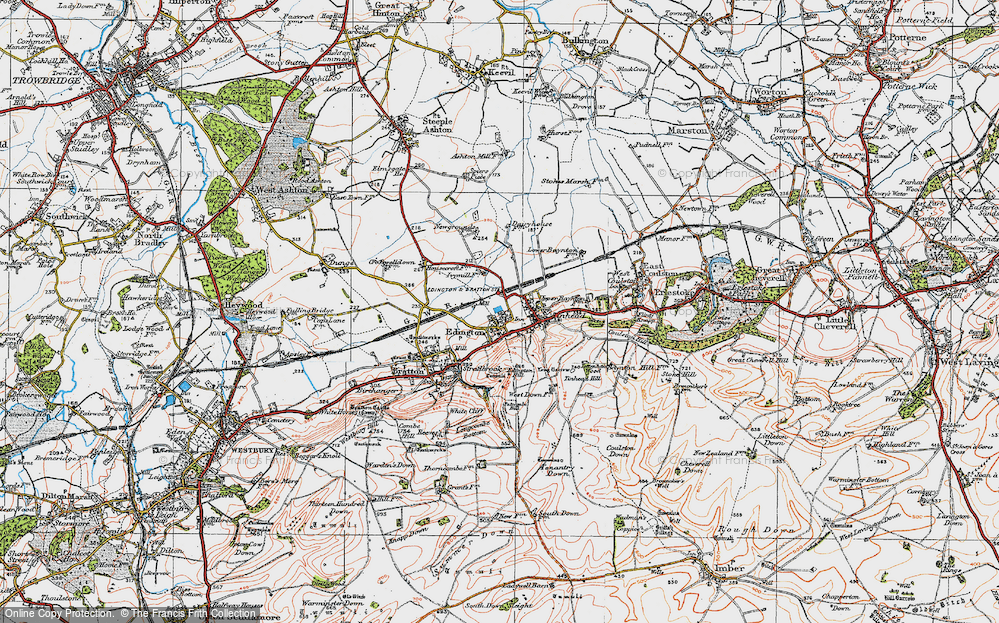 Old Map of Historic Map covering Tinhead Hill in 1919