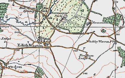 Old map of Edith Weston in 1922