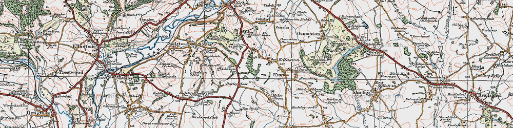 Old map of Edlaston in 1921