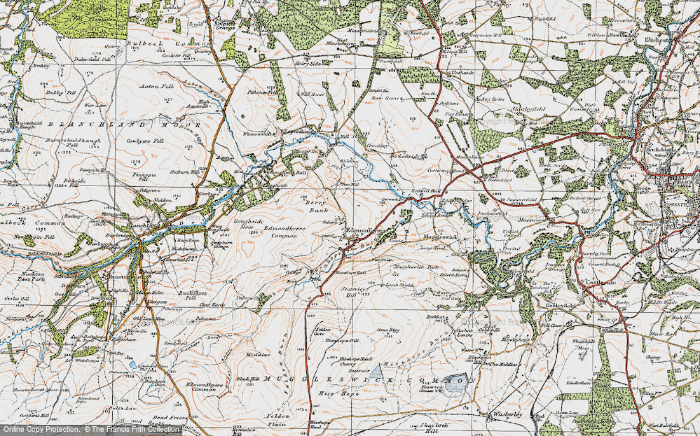 Old Map of Edmondbyers, 1925 in 1925