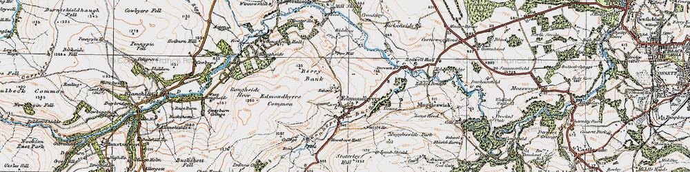Old map of Edmondbyers in 1925