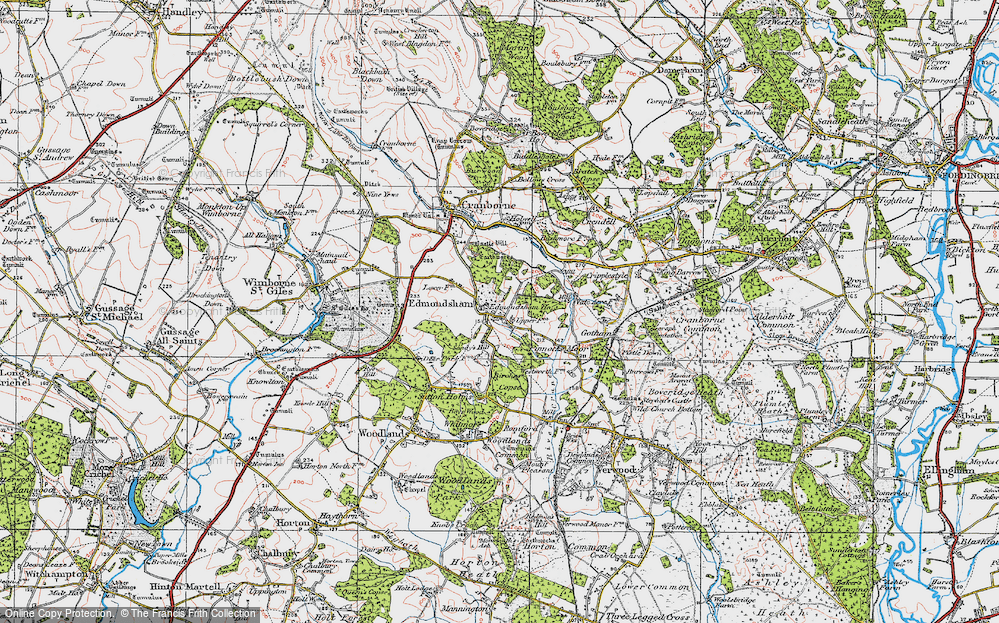 Old Map of Historic Map covering Birches Copse in 1919