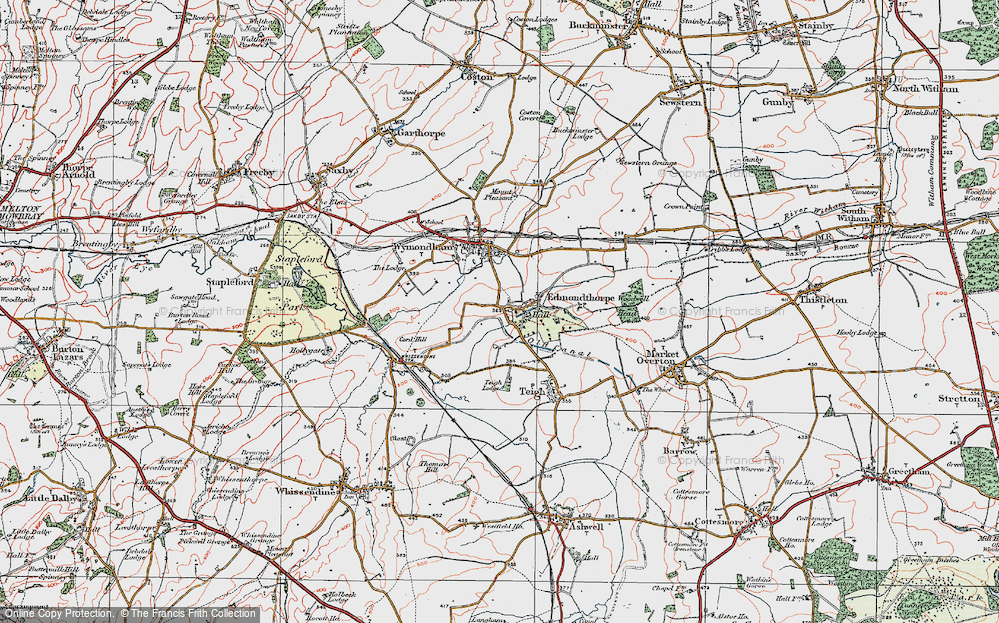 Old Map of Edmondthorpe, 1921 in 1921