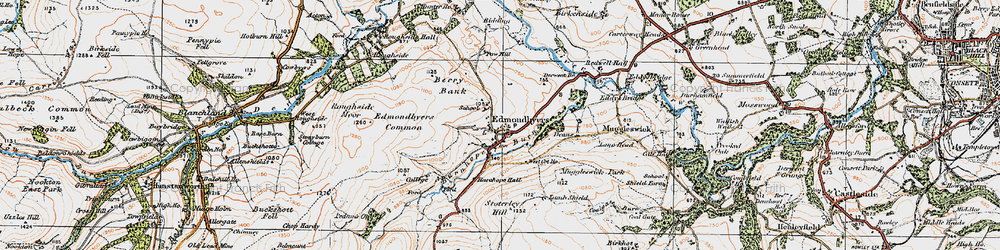 Old map of Edmundbyers in 1925