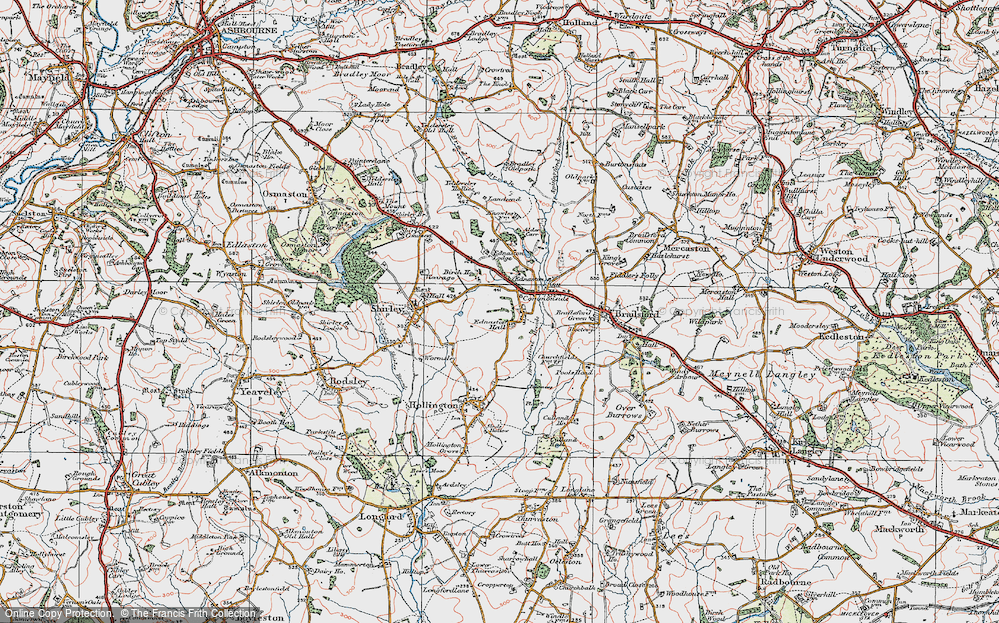 Old Map of Ednaston, 1921 in 1921