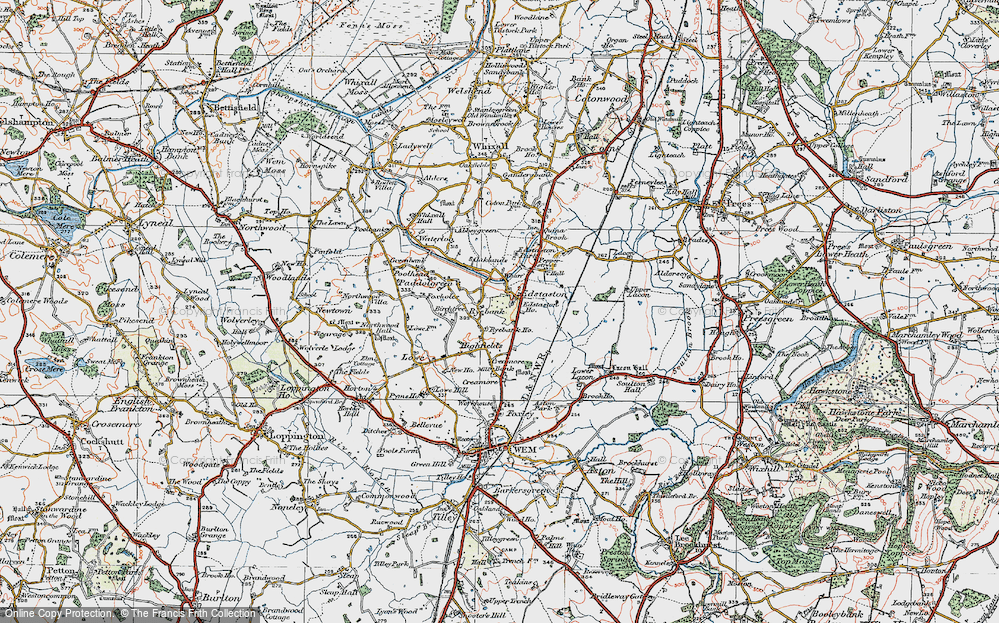 Old Map of Edstaston, 1921 in 1921