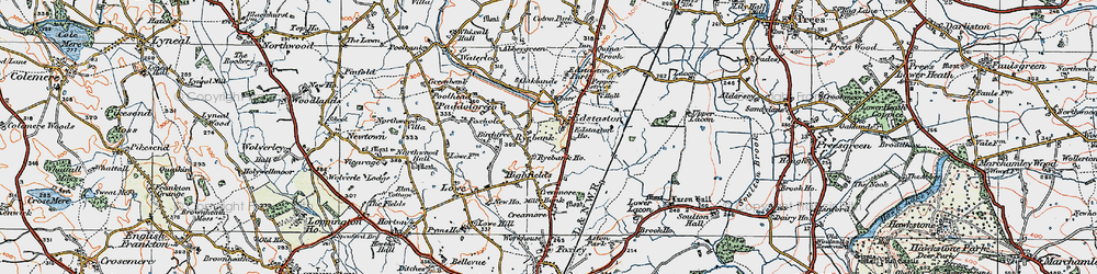 Old map of Edstaston in 1921