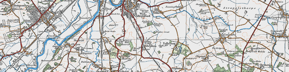 Old map of Edwalton in 1921
