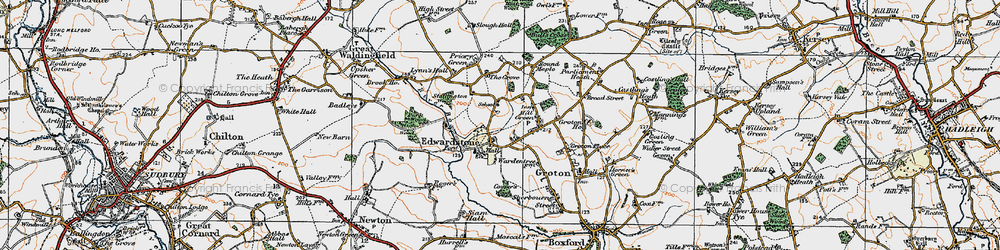 Old map of Edwardstone in 1921