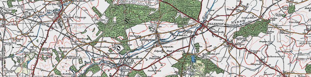 Old map of Edwinstowe in 1923