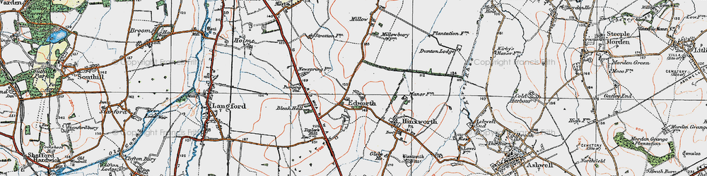 Old map of Edworth in 1919