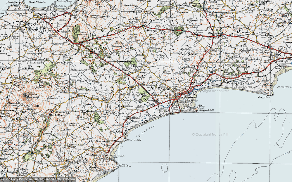 Old Map of Historic Map covering Afon Rhyd-hir in 1922
