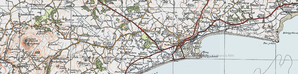 Old map of Afon Rhyd-hir in 1922