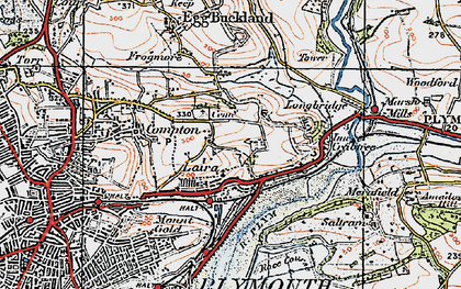 Old map of Efford in 1919