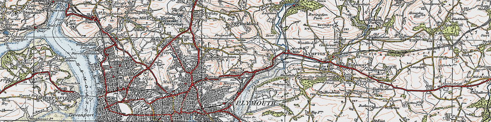 Old map of Efford in 1919