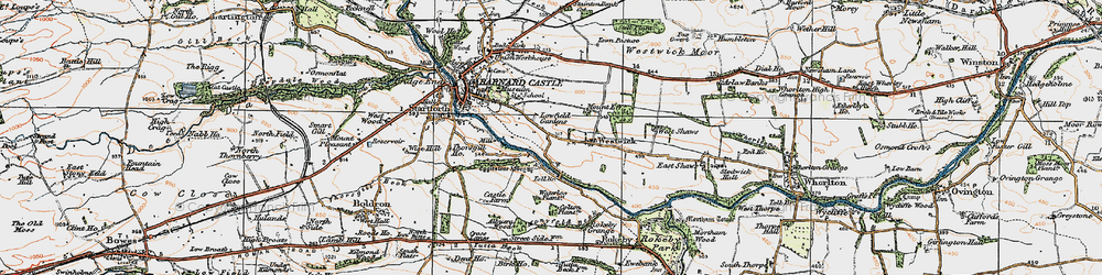 Old map of Egglestone Abbey in 1925
