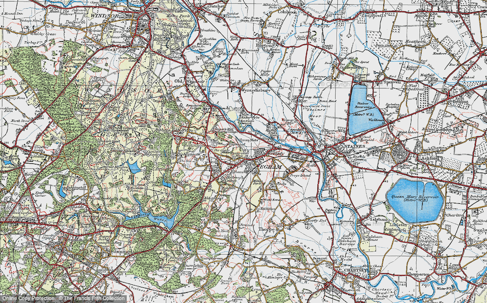 Old Map of Historic Map covering Runnymede in 1920
