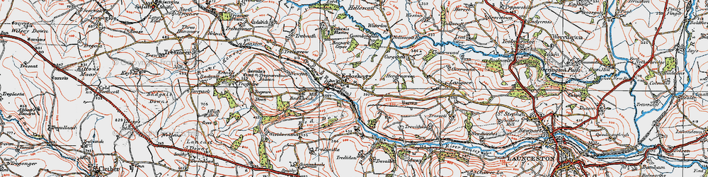 Old map of Egloskerry in 1919