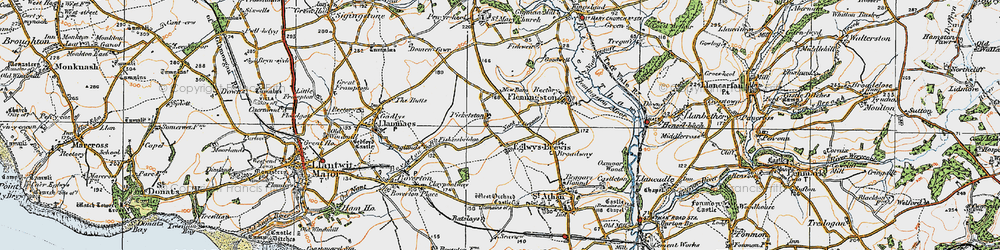 Old map of Eglwys-Brewis in 1922