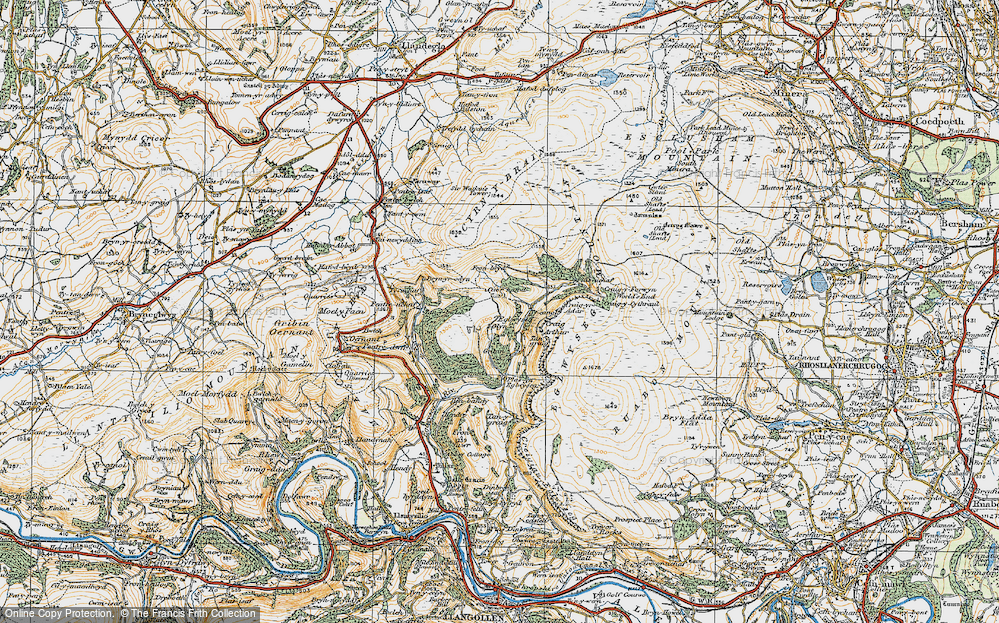 Old Map of Historic Map covering Bryn-yr-odyn in 1921