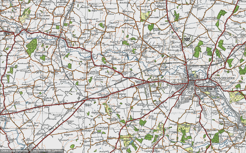 Old Map of Eight Ash Green, 1921 in 1921