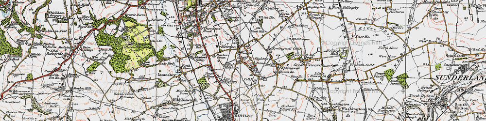Old map of Eighton Banks in 1925