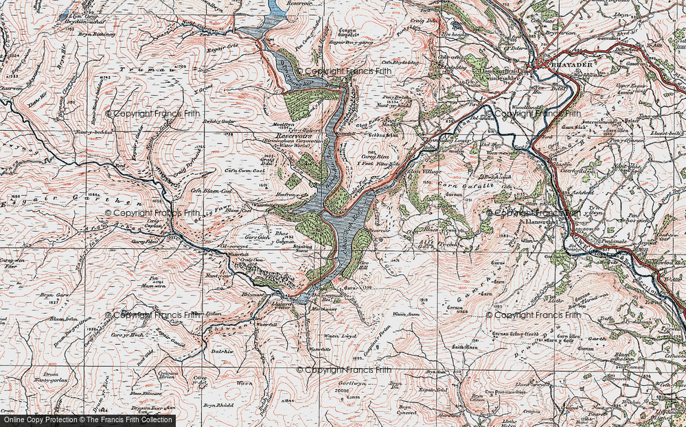 Old Map of Elan Valley, 1923 in 1923