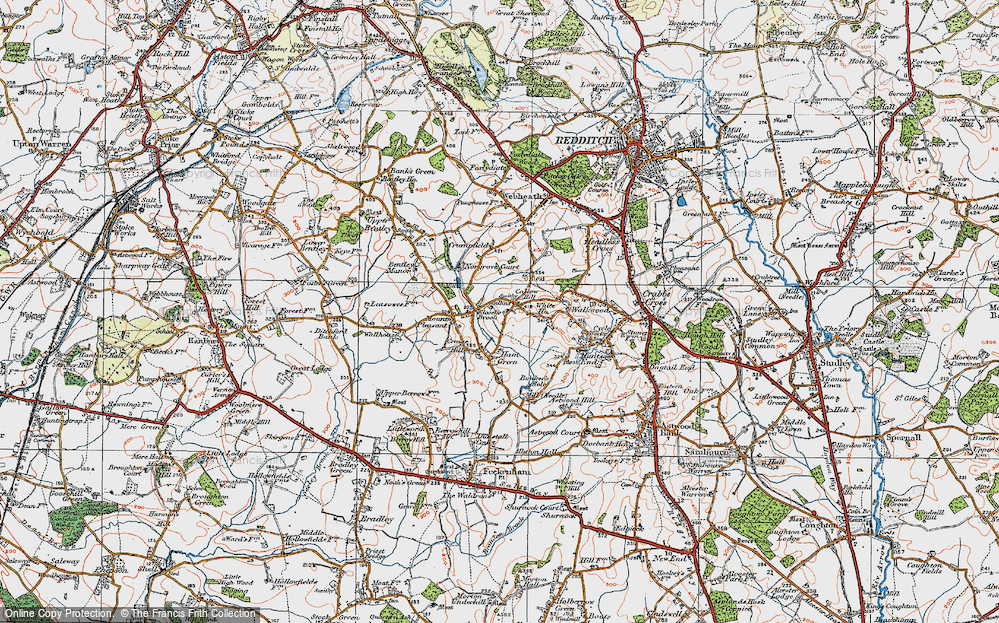 Old Map of Historic Map covering Callow Hill in 1919
