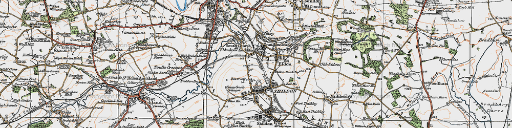 Old map of Eldon Lane in 1925