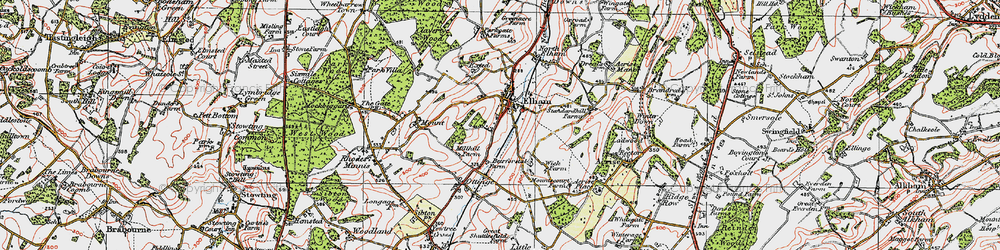 Old map of Elham in 1920