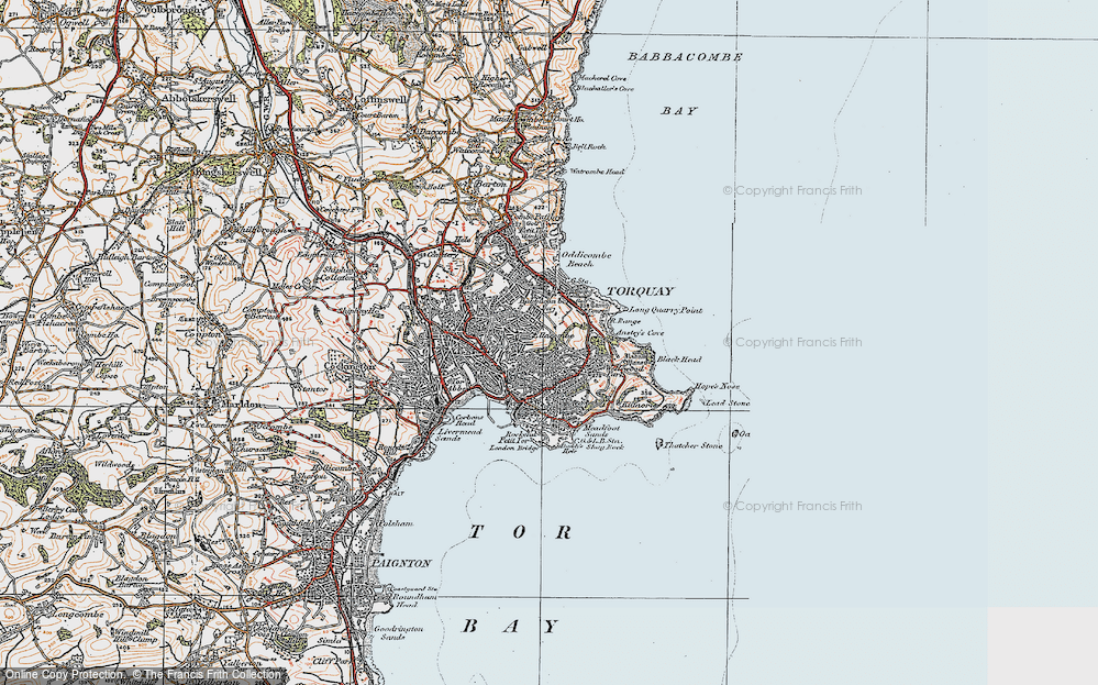 Old Map of Historic Map covering Anstey's Cove in 1919
