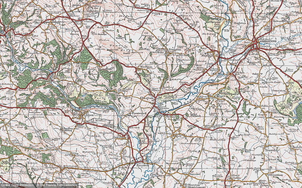 Old Map of Ellastone, 1921 in 1921