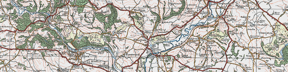 Old map of Ellastone in 1921