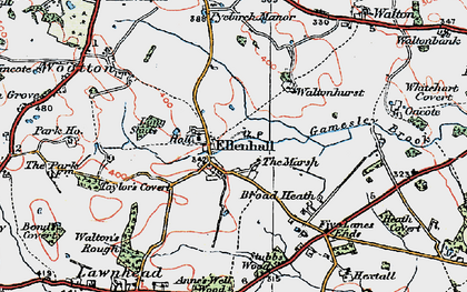 Old map of Ellenhall in 1921