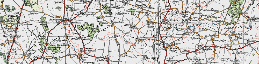 Old map of Ellerdine in 1921