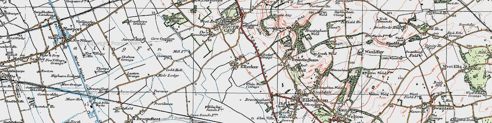 Old map of Brantingham Grange in 1924