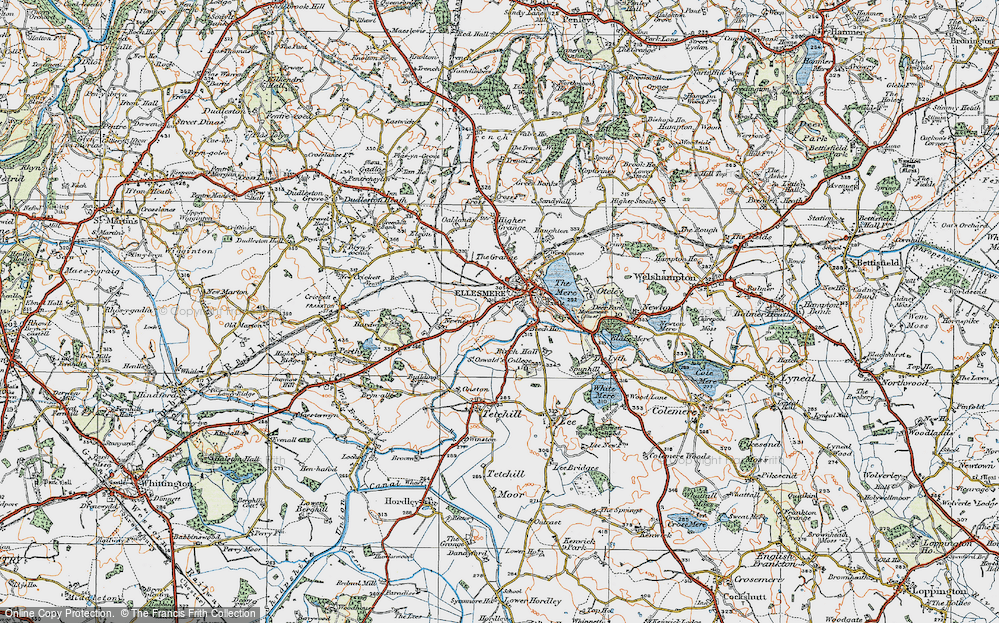 Old Map of Ellesmere, 1921 in 1921